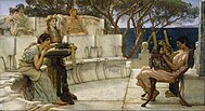 Sappho (standing) as imagined by Lawrence Alma-Tadema in 1881